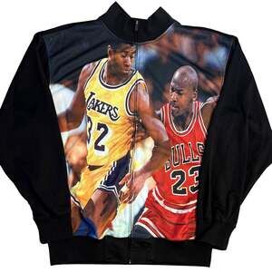SMX Jordan Johnson Bomber Jacket Y2K Bulls Lakers Basketball Black Unisex 2XL